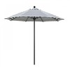 California Umbrella 9' Black Aluminum Market Umbrella, Olefin Navy White Cabana Stripe 194061335734